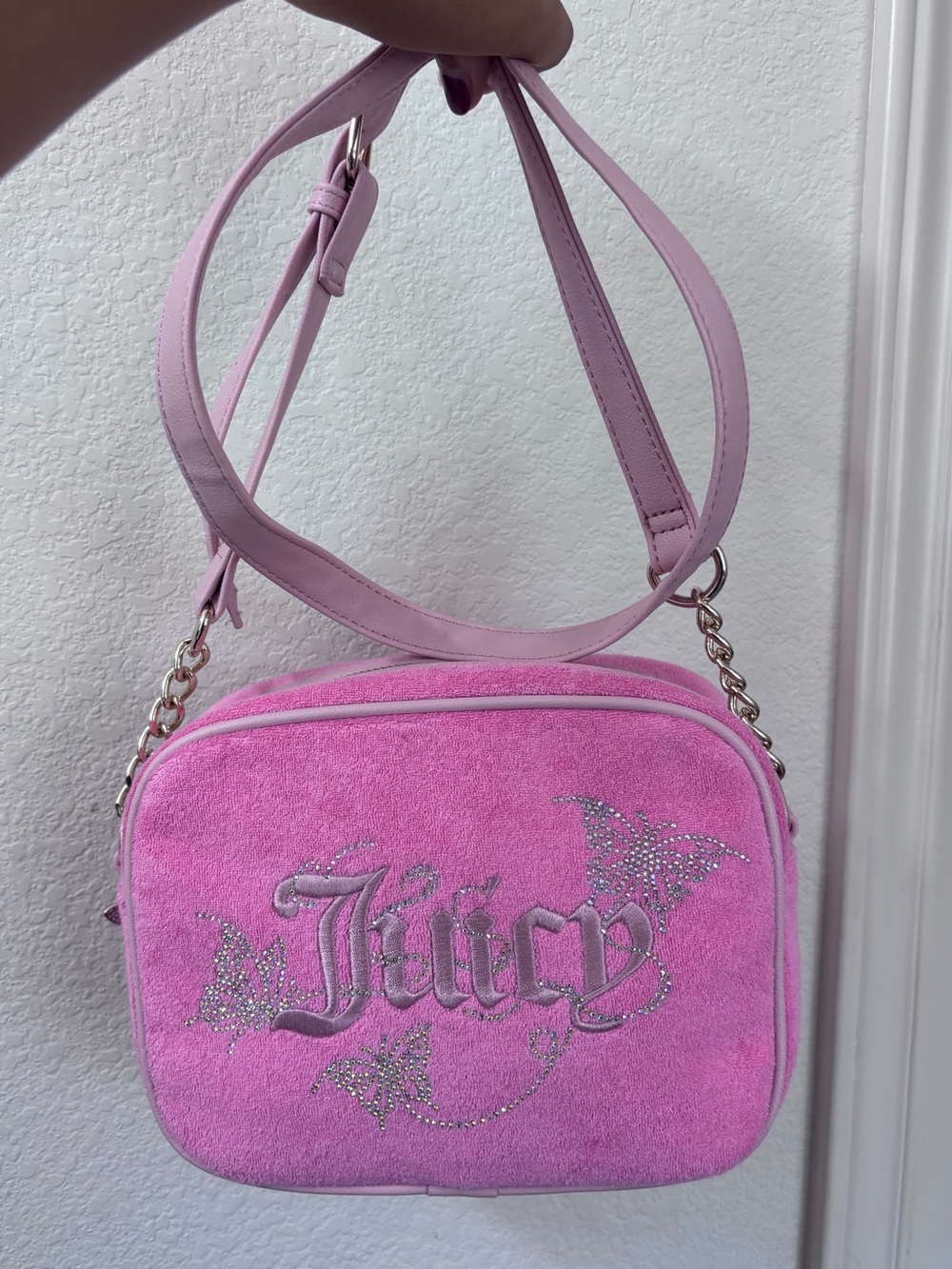 NWOT Juicy Couture Pink Butterfly Rhinestone Crossbody Bag